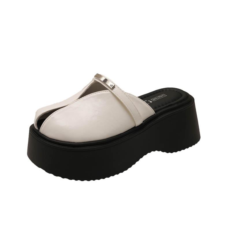 

Женские тапочки, Тапочки на платформе, Туфли с открытой пяткой, Кожаные люстры, Удобные мюли для женщин, Летние сандалии 35 бежевый