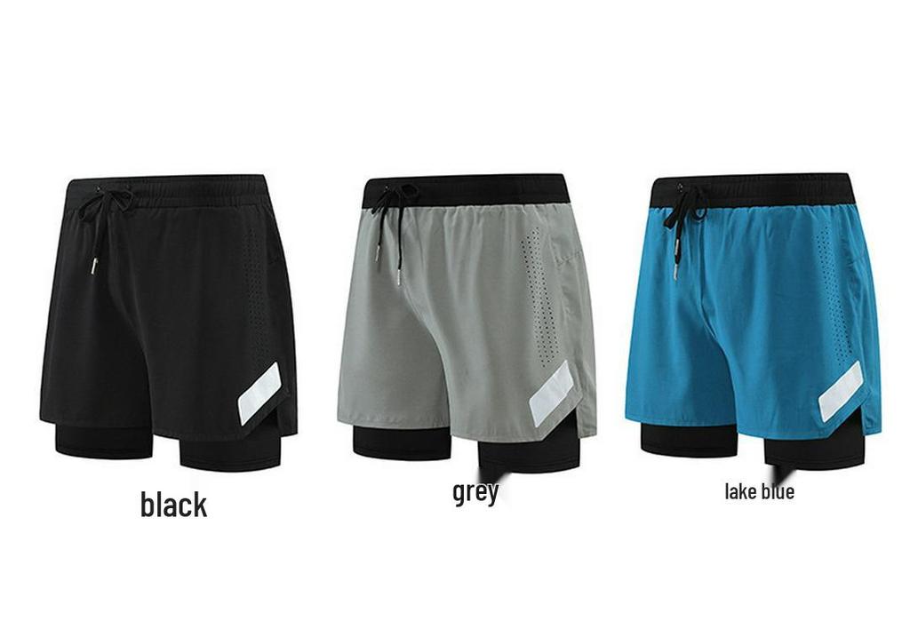 Men's Double-Layer Quick-Dry Running Shorts with Phone Pocket