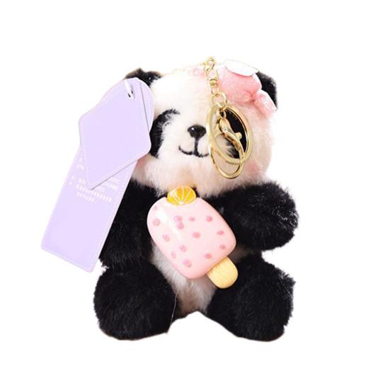 Doll Pendant Keychain Cartoon Panda Shape Plush Doll Key Holder Lightweight Keychain Decorative Bag Accessory