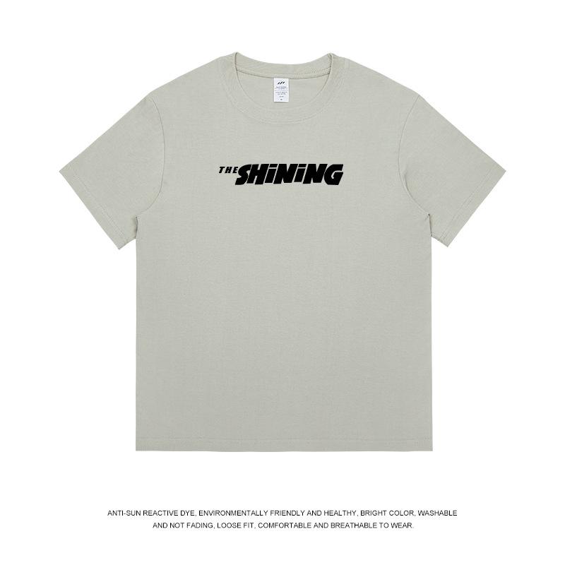 Casual Short-Sleeved T-shirt Boys Heavy Cotton Minimalist Design Letter Printing T-shirt Top Female Summer