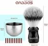 ANBBAS Shaving Brush Badger Hair Stainless Steel Foaming Facial Cleansing Shaving Care 3-Piece Set + Stand, Men's Brush, Gift,