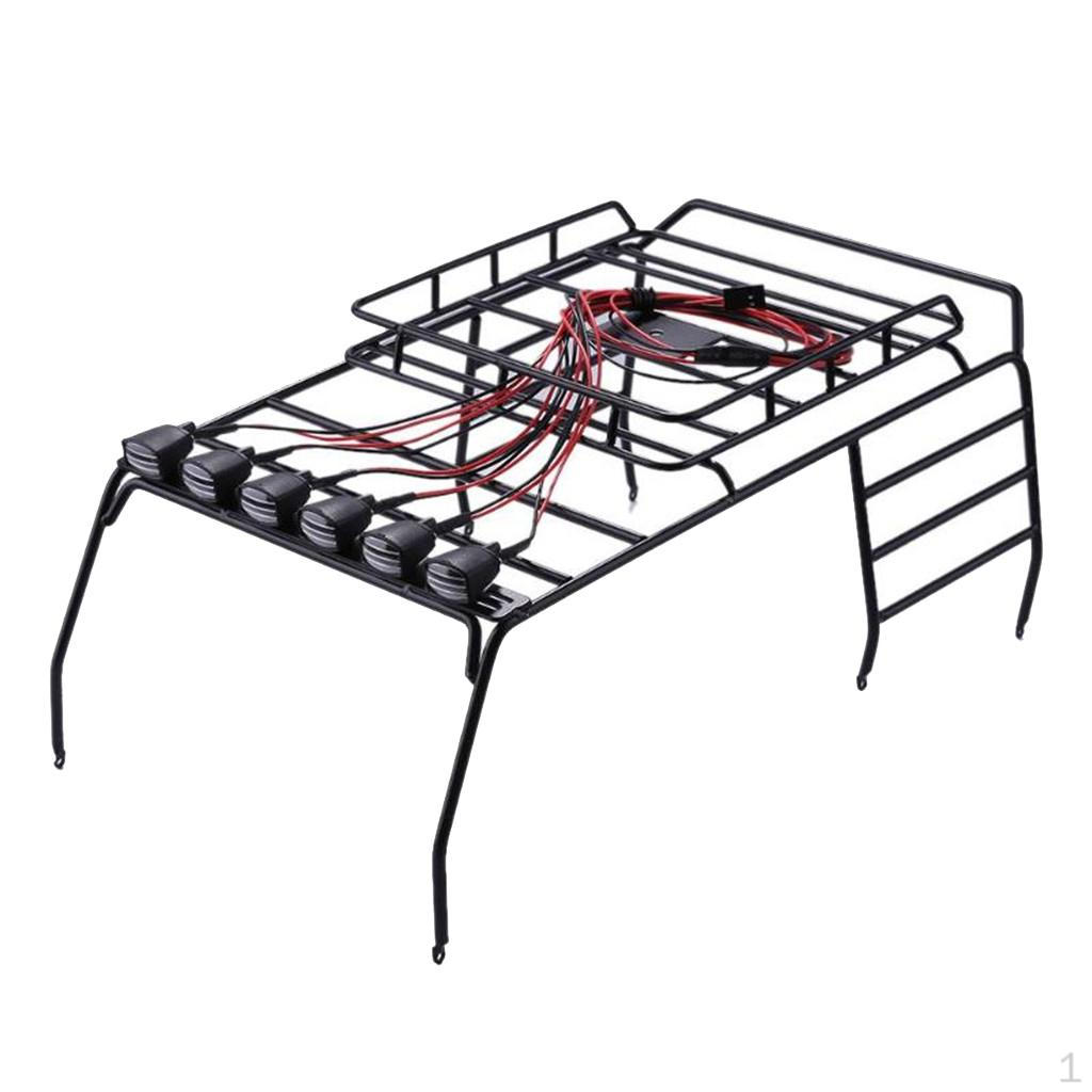 RC 1:10 Roof Luggage Rack LED Light Bar for D90 SCX10 Axial (Black)