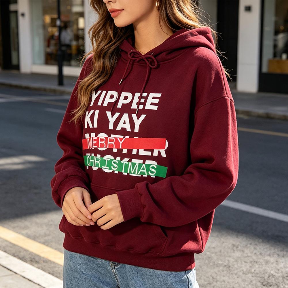 YIPPEE KI YAY Veselé Vánoce Parodie na Smrtonosnou past Černá mikina s kapucí Pohodlná Osobnost Unisex Pánské Sportovní oblečení
