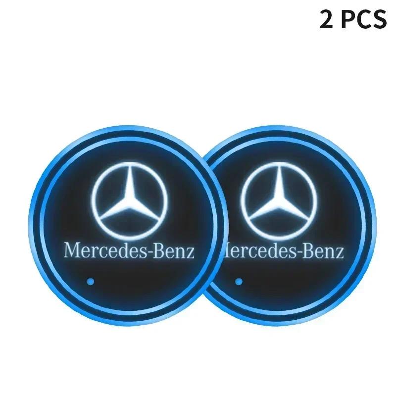 Led Car Cup USB Charging Luminous Coaster For Mercedes Benz AMG W177 W176 X166 X167 C257 C218 X253 C118 C117 H247 Accessories
