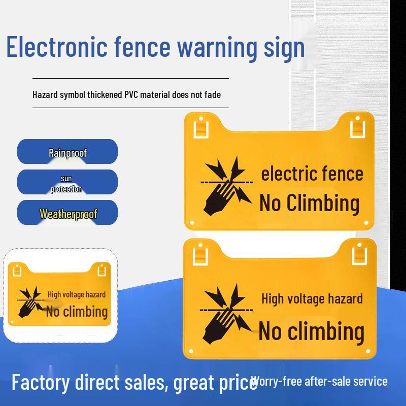 High Voltage Warning Sign - No Climbing, Safety Reminder for Electronic Fences Warning Sign (PVC Double-sided)