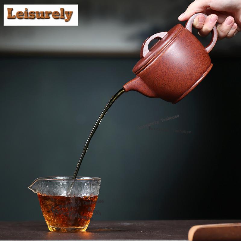 410ml Yixing Purple Clay Teapots Artists Handmade Large Caliber Pot Raw Ore The Keel Gold Sand Tea Soaking Kettle Zisha Tea Set