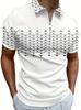 Trendy Half-zip Short-sleeve Geometric Pattern Polo Shirt, Great for Casual Wear.