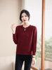 Chic Autumn Knit Sweater for Middle-Aged Women - Round Neck, Long Sleeve, Lightweight Base Layer