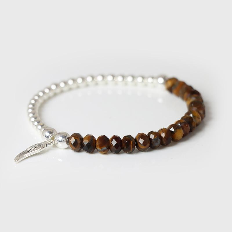 Natural Stone Rose Pink Quartz Bracelet 3x5mm Faceted Tiger Eye Agates Angel Wing Pendant Bracelets Women Men Lucky Jewelry Gift