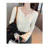 Autumn Winter Fashion Long Sleeved Pullover Sweater Women V Neck Loose Casual Bottoming Shirt 2025 Inner Knitted V-neck Top Solid Clothing