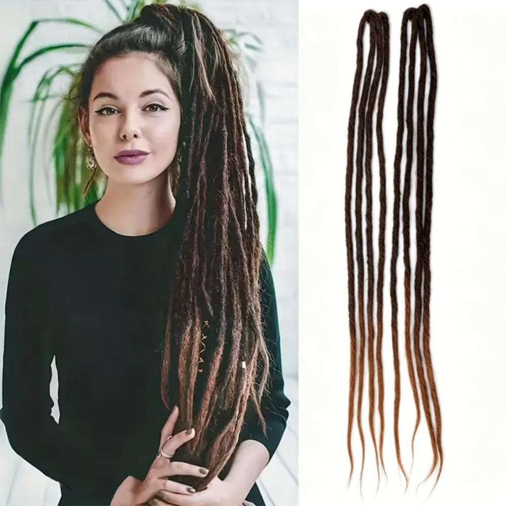 2Pcs Ombre Synthetic Hair with Hair Clip Hippie Dreads Hairpiece for Hip Hop and Music Festivals