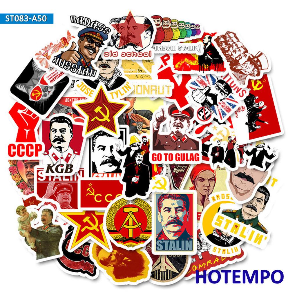 50Pcs Stalin Ussr Cccp Retro Slogan Cool Funny Stickers For Phone Laptop Notebook Luggage Guitar Skateboard Bmx Bike Car Sticker