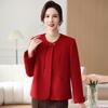New Chinese Style Pleated Autumn Jacket for Middle-Aged Women