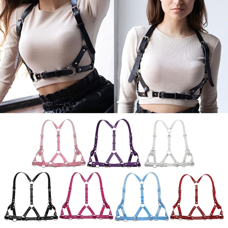 Multi Use Adjustable Punk Body Chain Belt PU Leather Body Chest Chain For Costume Accents And Social Gatherings
