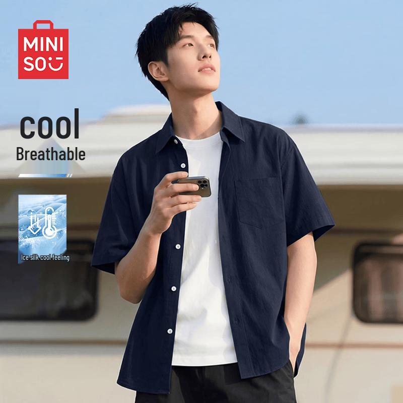 MINISO Men s Ice Silk Short Sleeve Casual Shirt 3XL