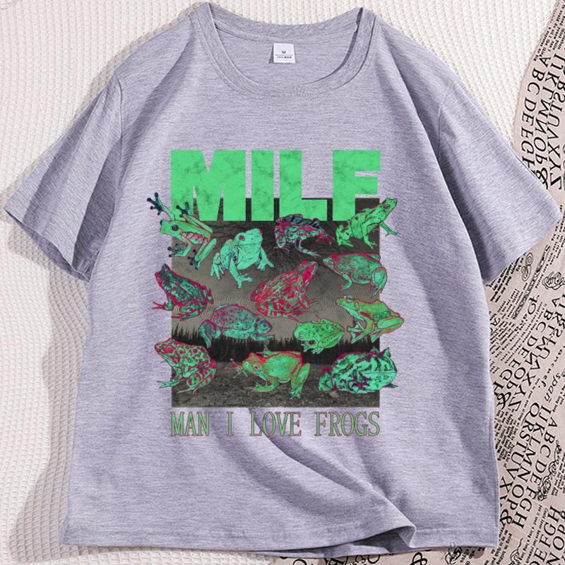 Funny Man I Love Frogs TShirts Vintage Frog Lover Tee Shirt Casual Cotton Short Sleeve Round Neck Tees Soft High Quality Tops