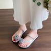 Fashion CRLAYDK Women's Slide Sandals Flower Slip On Flat Straps Flip Flops Casual Summer Beach Travel Dressy Walking Soft Slippers