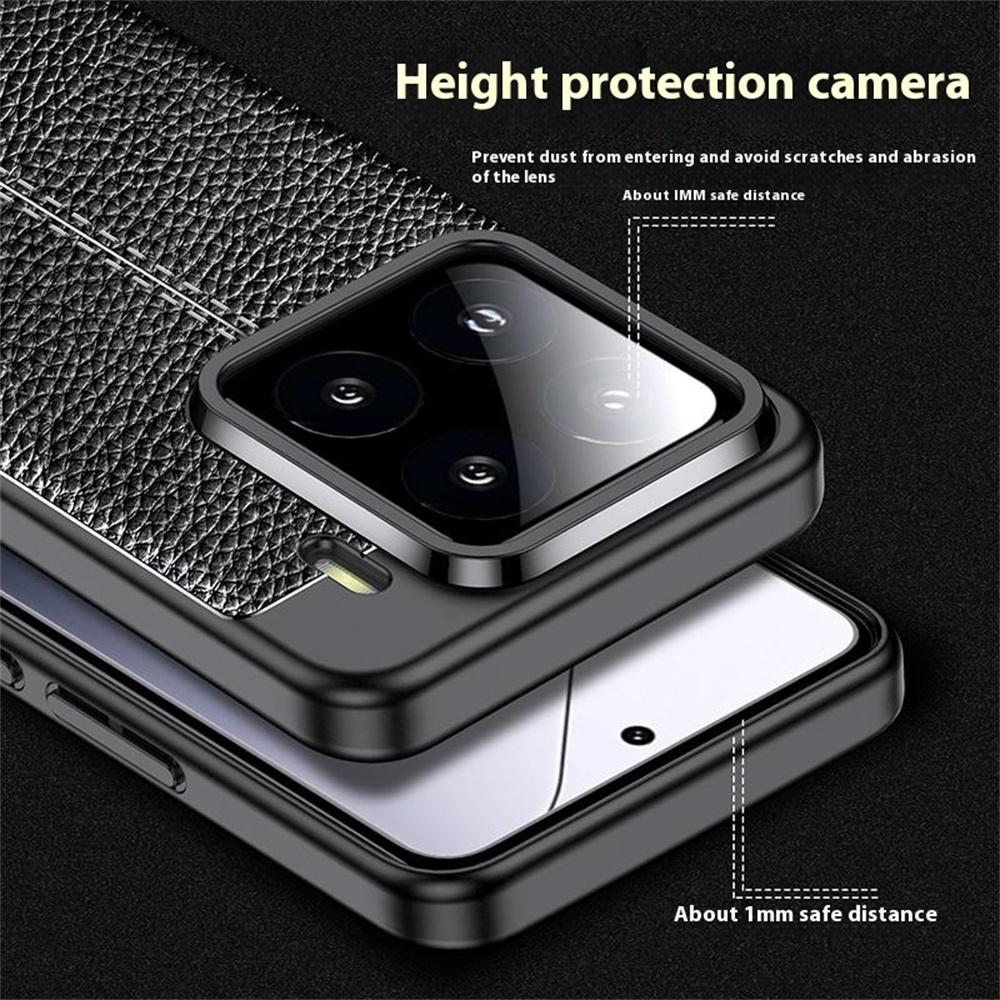 

For Xiaomi 15 Pro Case Litchi Texture TPU Flexible Phone Cover,Black A