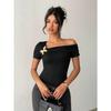 2025 Women's Elegant Simple Sloped Shoulder Top Women's T-Shirt