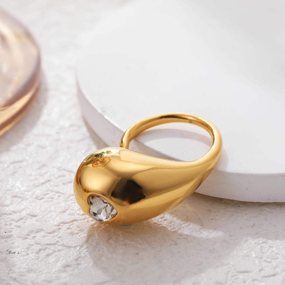 PVD Gros Waterdrop Multicolor Strass Inel Deschidebil Oțel Inoxidabil Perla Luciu Indie Inele Femei Bijuterii Vintage Designer