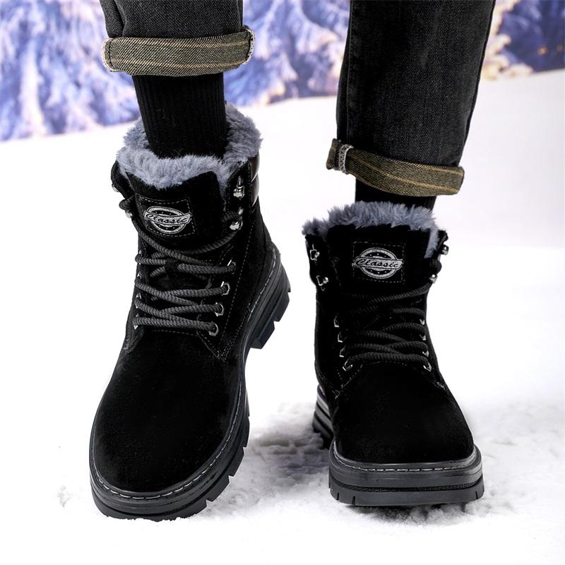 Pánské vysoké boty na volný čas Ručně vyráběné plyšové boty Ležérní boty Podzimní a zimní boty