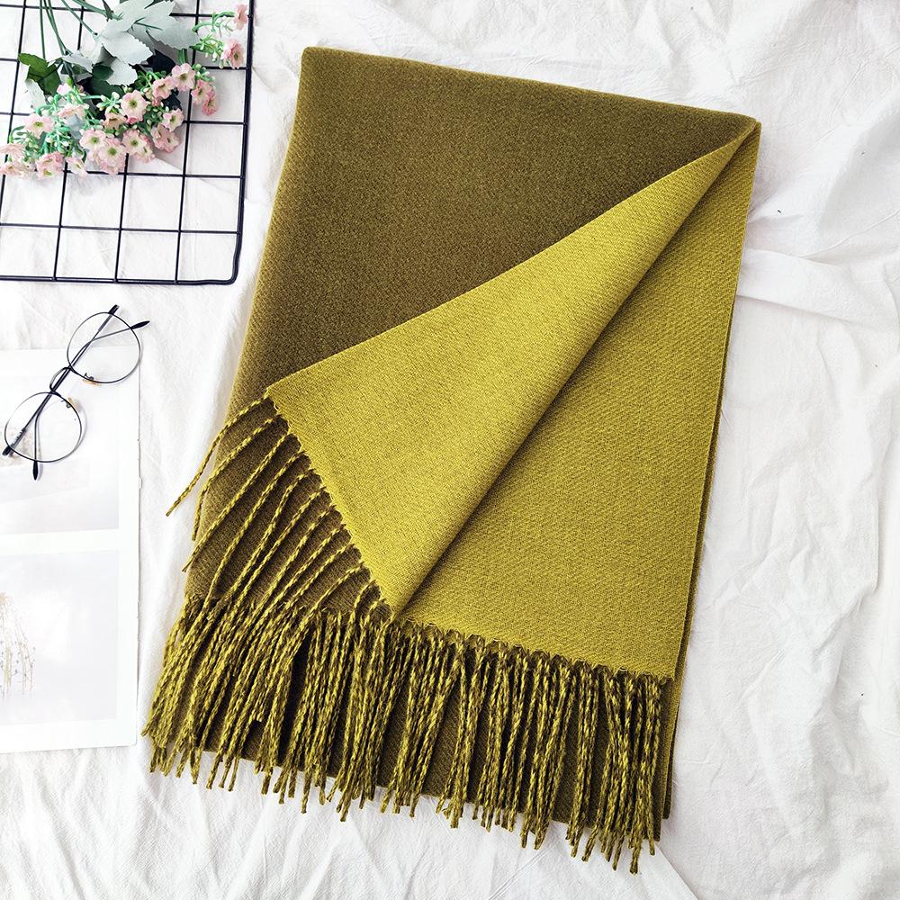 Thickened Solid Color Double sided Imitation Cashmere Scarf Autumn and Winter Atmosphere Women's High End Versatile Men's Scarf Warm Shawl