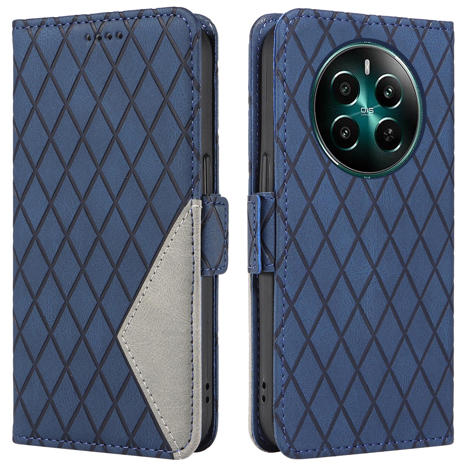 

Чехол-книжка из ромбовидной ПУ кожи для Realme Narzo 70 5G/Narzo 70 Pro 5G/P1 5G/12 4G/12+ 5G Blue