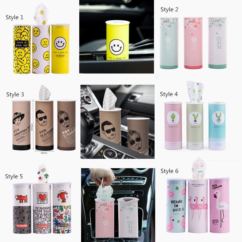 7 Inch Car Cup Holder Tissue Box Cylindrical Vehicle Paper Towel Box