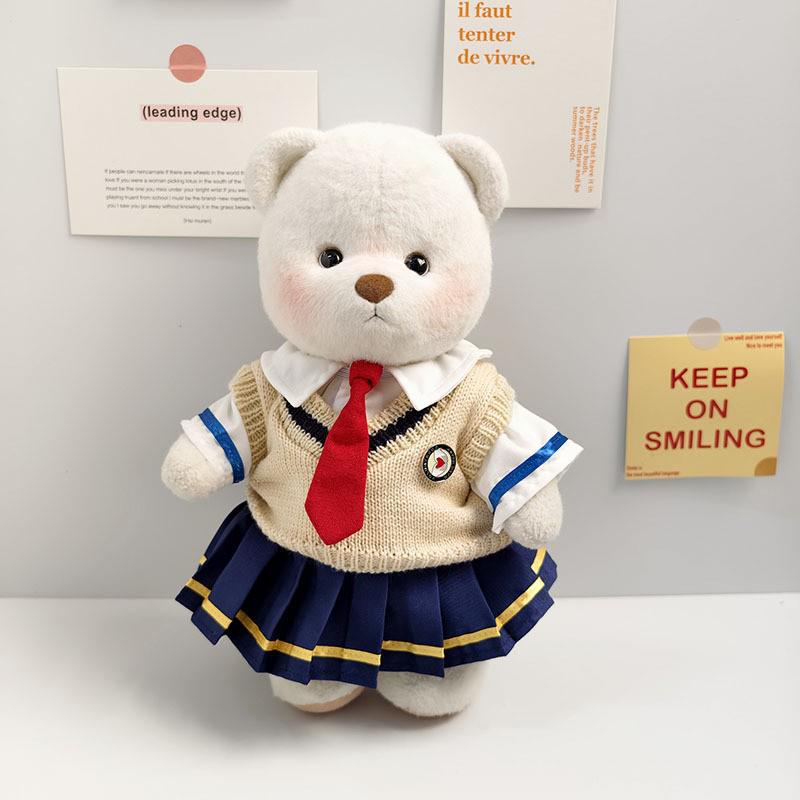Medium Bear Outfit - Blue Pink Striped Carrot Overalls Set