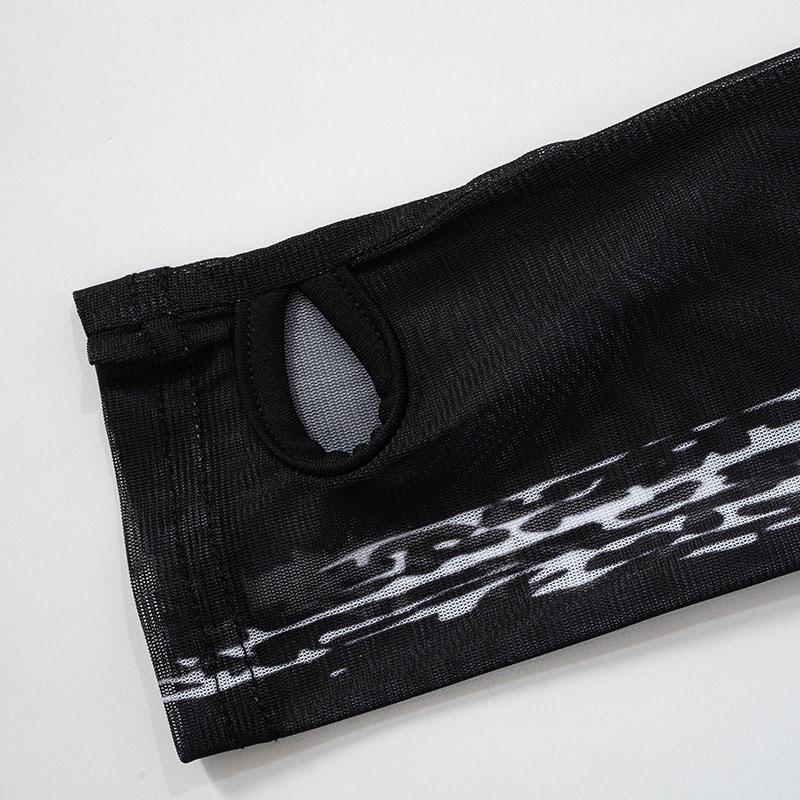 Gothic Punk Tričko 2000s Dámské Vzor kostry Kulatý výstřih Dlouhý rukáv Crop top Černé Dark Academia Oblečení y2k Trička Streetwear