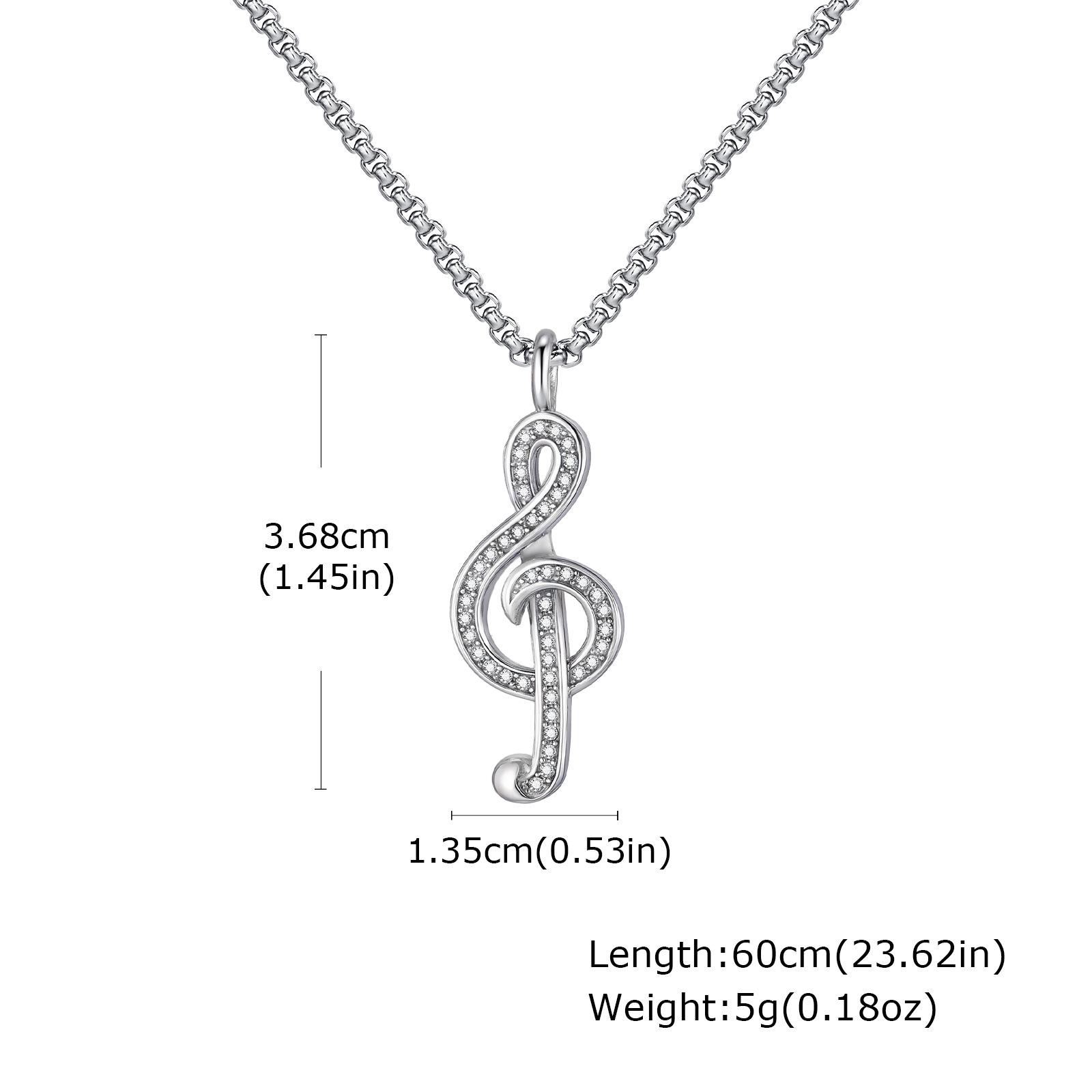 

Stainless Steel Unisex Full Diamond Note Necklace - Simple, Versatile Design (PN-2229)