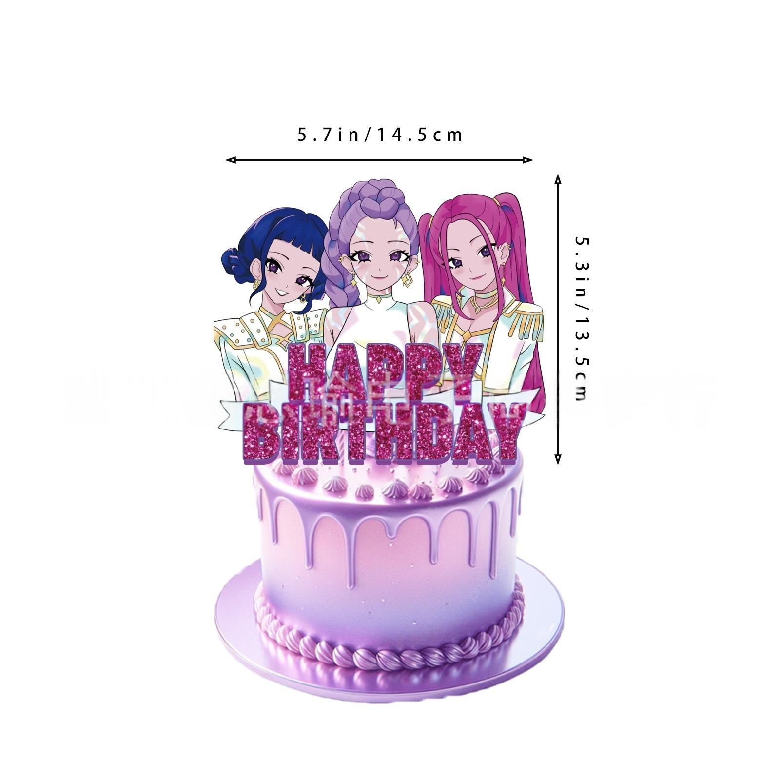 Perfect Peripheral Birthday Set K-POP Devil Hunter Birthday Party Cake Decoration for Girls Birthday Party Cake Decoration