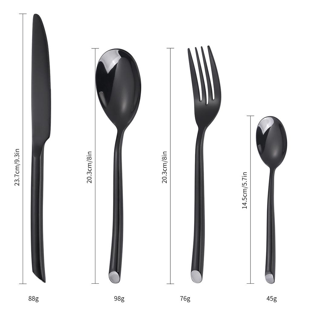 Stainless Steel Western Tableware Steak Knife Creative Hotel Household Round Handle Oblique Tail Knife and Fork Spoon Mirror Light