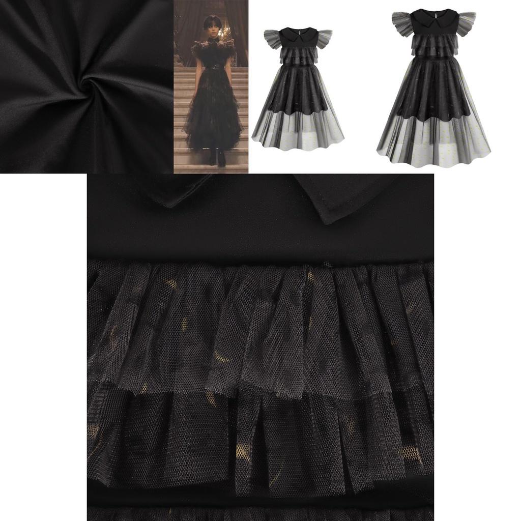 Wednesday Addams The Addams Family Cosplay Black Dress Dance Uniform Party