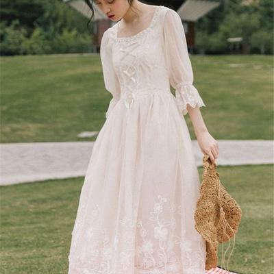 Vintage Retro šaty Ženy Francouzský styl Elegantní Designové Pohádkové Šaty Ležérní Tenké Šifonové Společenské šaty Podzimní Dámské Oblečení