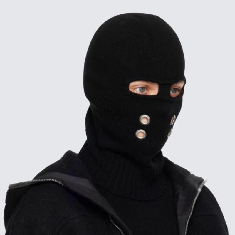 Men's Autumn and Winter Warm Knit Trendy Funny Metal Decoration Cold Dome Trendy Hat