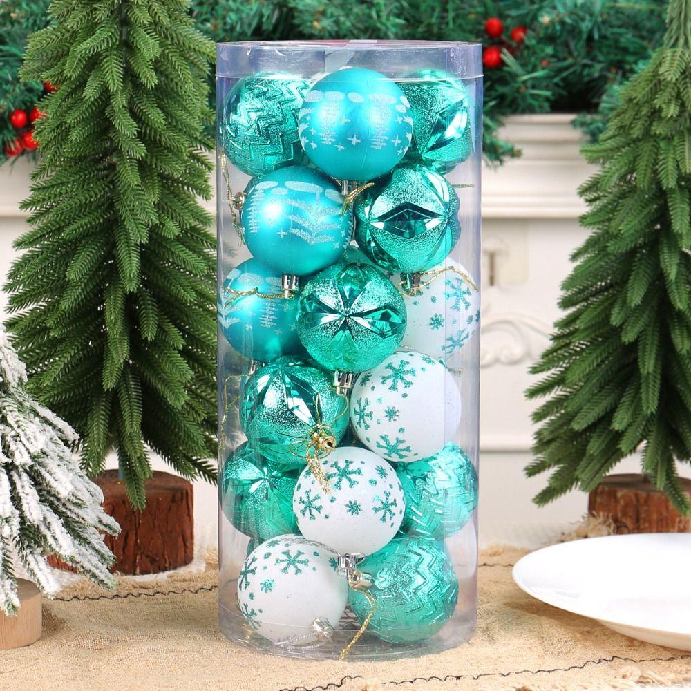 24pcs Shatterproof Painted Christmas Balls Pendant Christmas Tree Pendants Holiday Party Ornament