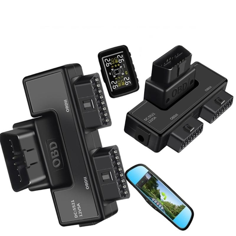 OBD2 One Divided Into Two Adapter Wire Auto Truck OBD Expansion Cable Connector Adapter Cable with DC5521 Interface