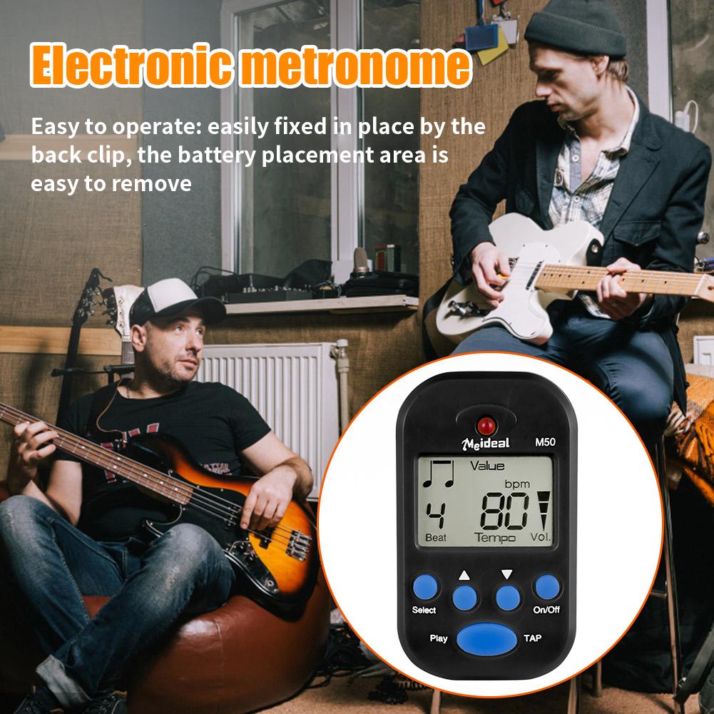 M50 Guitar Metronome Professional Clip-on LCD Digital Piano Tuner Metronome Instrument Accessories Dual-channel Earphone Output