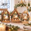 Stable Solid Wood Crafts 3Pcs Wooden Nativity Scene Decor, Christmas Manger Ornaments, Holy Family Vintage Style Xmas Ornaments Baby Jesus Tabletop