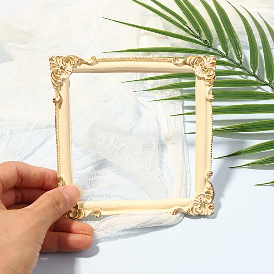Photo Frame Nordic Style Embossment Handmade Photo Backdrop Resin INS Retro Mini Picture Display Stand Photography Prop