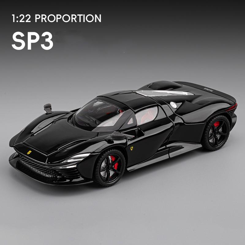 1/22 Ferrari SP3 Daytona Alloy Sports Car Model Diecasts Metal Racing Vehicles Car Model Simulation Sound Light Collection Kids Toy Gift