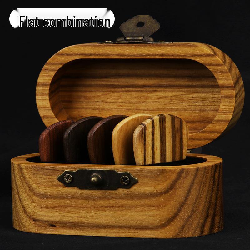 Handmade Solid Wood Guitar Pick Set: Ebonite Folk Plectrum, Groove Anti-slip Jazz Picks with Personality Box.