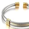 Bracelet - Stainless Steel Men Women Adjustable Cuff Bracelet Twisted Cable- Silver Gold Two-Tone