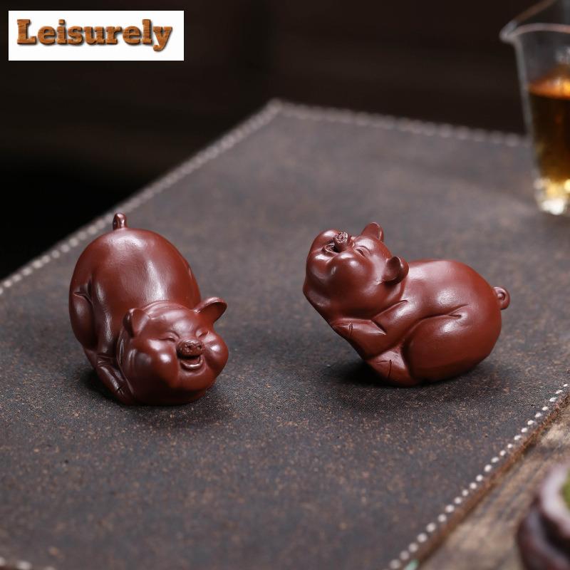 Yixing Lila Ton Glück Tierkreiszeichen Schwein Tee Haustier Eleganter Fischtank Landschaftsbau Tee Figur Spielzeug Tee Statue Ornamente Handwerk