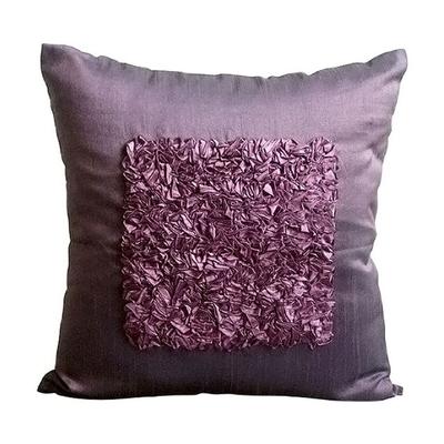 Plum Throw Pillow Covers Textured Ribbon Centered Pillow CoverSilk Pillow Cover Couch Geometric  Solid - Plum Vintage Love