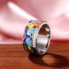 Cross Border Colorful Oil Dropping Eye Ring In Europe and America Imitation Enamel Color Family Women's   Art