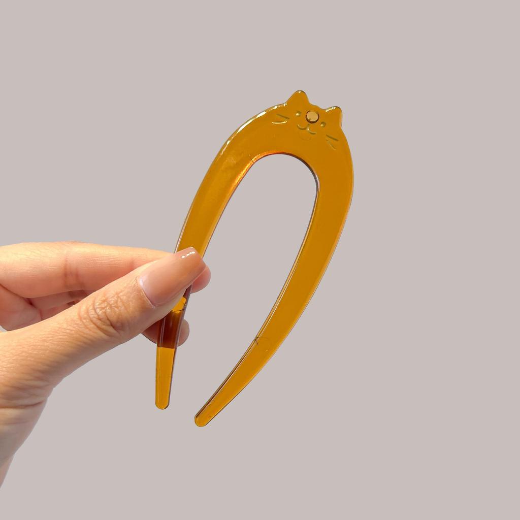 Elegant U-shaped Acrylic Hairpin for Women's Bun - New Chinese Style