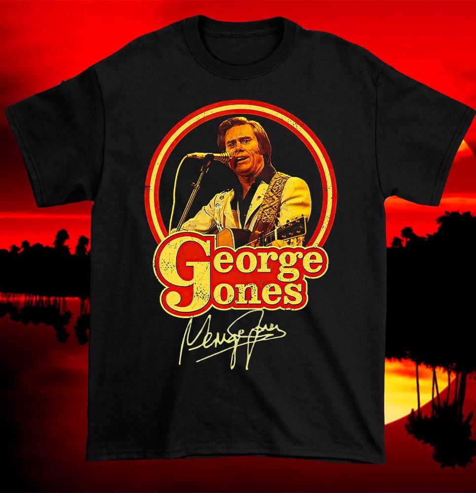 Singned George Jones T Shirt Size S To 4XL Black Cotton.webp Unisex T-Shirt L