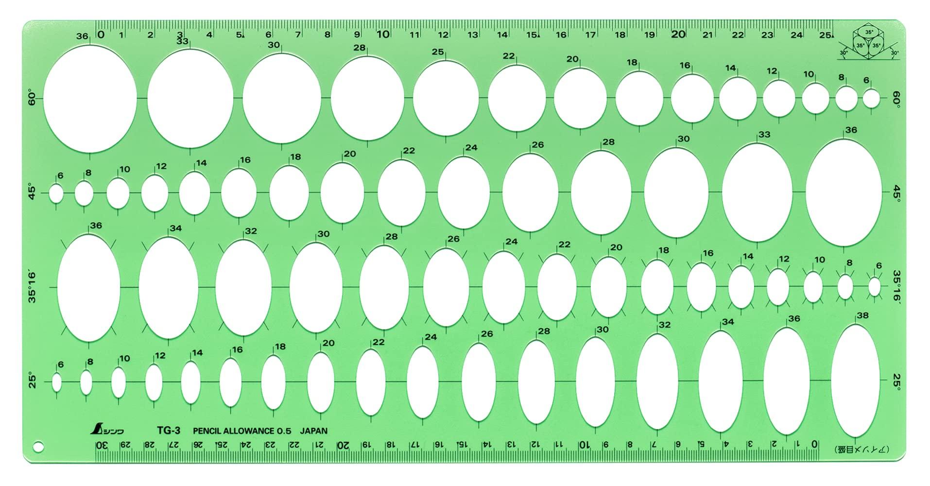 

Shinwa Sokutei Template Ellipse Ruler 66020